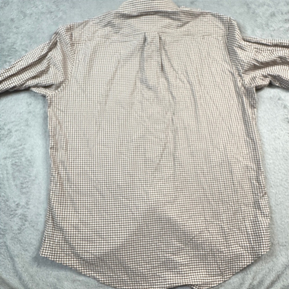 Genteal Performance Shirt Mens XL Brown White Gingham Check Long Sleeve - Picture 9 of 9